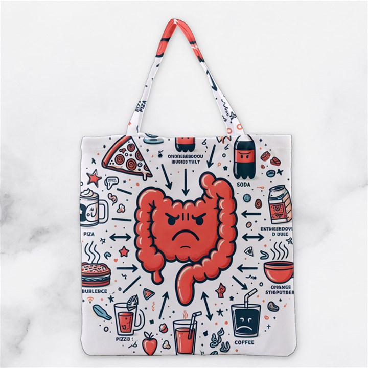 Health Gut Health Intestines Colon Body Liver Human Lung Junk Food Pizza Grocery Tote Bag