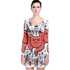 Health Gut Health Intestines Colon Body Liver Human Lung Junk Food Pizza Long Sleeve Bodycon Dress