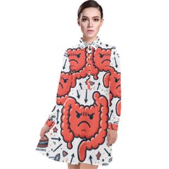 Health Gut Health Intestines Colon Body Liver Human Lung Junk Food Pizza Long Sleeve Chiffon Shirt Dress