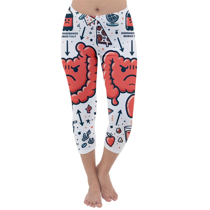 Health Gut Health Intestines Colon Body Liver Human Lung Junk Food Pizza Capri Winter Leggings 