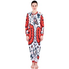 Health Gut Health Intestines Colon Body Liver Human Lung Junk Food Pizza Onepiece Jumpsuit (ladies)