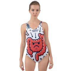 Health Gut Health Intestines Colon Body Liver Human Lung Junk Food Pizza Cut-Out Back One Piece Swimsuit