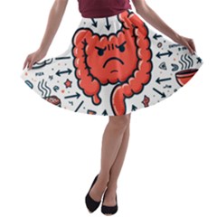 Health Gut Health Intestines Colon Body Liver Human Lung Junk Food Pizza A-line Skater Skirt