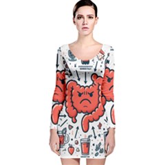 Health Gut Health Intestines Colon Body Liver Human Lung Junk Food Pizza Long Sleeve Velvet Bodycon Dress