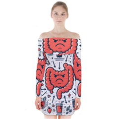 Health Gut Health Intestines Colon Body Liver Human Lung Junk Food Pizza Long Sleeve Off Shoulder Dress