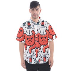 Health Gut Health Intestines Colon Body Liver Human Lung Junk Food Pizza Men s Short Sleeve Shirt