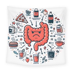 Health Gut Health Intestines Colon Body Liver Human Lung Junk Food Pizza Square Tapestry (large) by Maspions