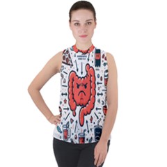 Health Gut Health Intestines Colon Body Liver Human Lung Junk Food Pizza Mock Neck Chiffon Sleeveless Top