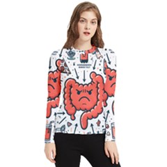 Health Gut Health Intestines Colon Body Liver Human Lung Junk Food Pizza Women s Long Sleeve Rash Guard