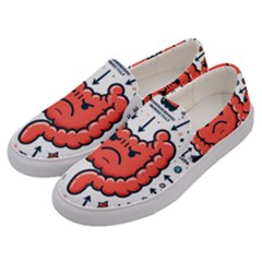 Health Gut Health Intestines Colon Body Liver Human Lung Junk Food Pizza Men s Canvas Slip Ons