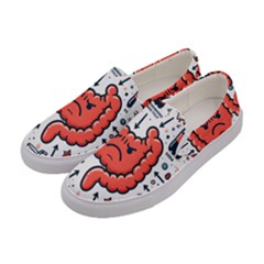 Health Gut Health Intestines Colon Body Liver Human Lung Junk Food Pizza Women s Canvas Slip Ons