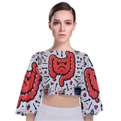 Health Gut Health Intestines Colon Body Liver Human Lung Junk Food Pizza Tie Back Butterfly Sleeve Chiffon Top