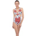 Health Gut Health Intestines Colon Body Liver Human Lung Junk Food Pizza Halter Front Plunge Swimsuit View1