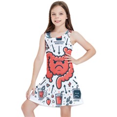 Health Gut Health Intestines Colon Body Liver Human Lung Junk Food Pizza Kids  Lightweight Sleeveless Dress