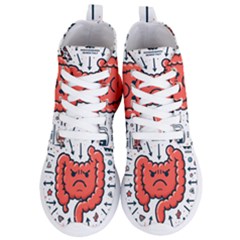 Health Gut Health Intestines Colon Body Liver Human Lung Junk Food Pizza Women s Lightweight High Top Sneakers by Maspions