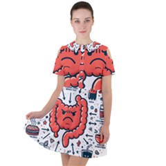 Health Gut Health Intestines Colon Body Liver Human Lung Junk Food Pizza Short Sleeve Shoulder Cut Out Dress 