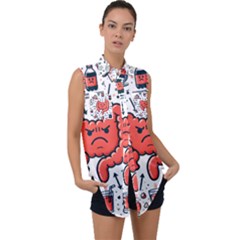 Health Gut Health Intestines Colon Body Liver Human Lung Junk Food Pizza Sleeveless Chiffon Button Shirt