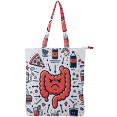 Health Gut Health Intestines Colon Body Liver Human Lung Junk Food Pizza Double Zip Up Tote Bag