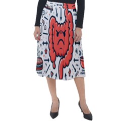 Health Gut Health Intestines Colon Body Liver Human Lung Junk Food Pizza Classic Velour Midi Skirt 