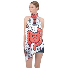 Health Gut Health Intestines Colon Body Liver Human Lung Junk Food Pizza Halter Asymmetric Satin Top