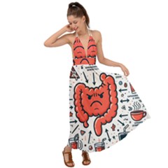 Health Gut Health Intestines Colon Body Liver Human Lung Junk Food Pizza Backless Maxi Beach Dress