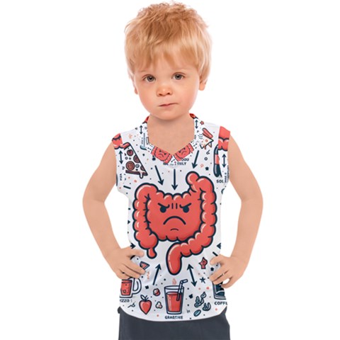 Health Gut Health Intestines Colon Body Liver Human Lung Junk Food Pizza Kids  Sport Tank Top by Maspions