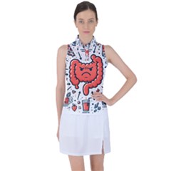 Health Gut Health Intestines Colon Body Liver Human Lung Junk Food Pizza Women s Sleeveless Polo T-Shirt