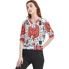 Health Gut Health Intestines Colon Body Liver Human Lung Junk Food Pizza Quarter Sleeve Blouse