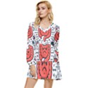 Health Gut Health Intestines Colon Body Liver Human Lung Junk Food Pizza Tiered Long Sleeve Mini Dress View1