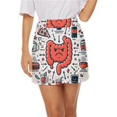 Health Gut Health Intestines Colon Body Liver Human Lung Junk Food Pizza Mini Front Wrap Skirt