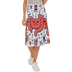 Health Gut Health Intestines Colon Body Liver Human Lung Junk Food Pizza Midi Panel Skirt by Maspions