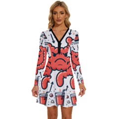 Health Gut Health Intestines Colon Body Liver Human Lung Junk Food Pizza Long Sleeve Deep V Mini Dress 