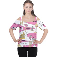 Roadmap Trip Europe Italy Spain France Netherlands Vine Cheese Map Landscape Travel World Journey Cutout Shoulder T-shirt