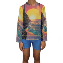 Pretty Art Nice Kids  Long Sleeve Swimwear