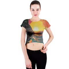 Pretty Art Nice Crew Neck Crop Top