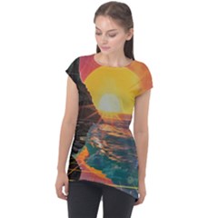 Pretty Art Nice Cap Sleeve High Low Top