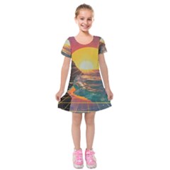 Pretty Art Nice Kids  Short Sleeve Velvet Dress