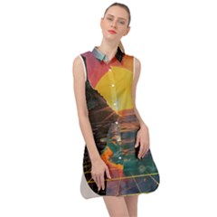 Pretty Art Nice Sleeveless Shirt Dress