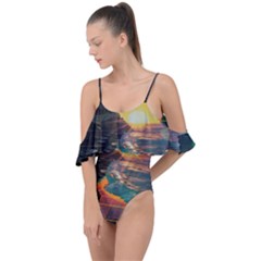 Pretty Art Nice Drape Piece Swimsuit