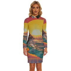 Pretty Art Nice Long Sleeve Shirt Collar Bodycon Dress