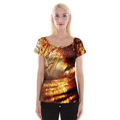 Wave Art Mood Water Sea Beach Cap Sleeve Top