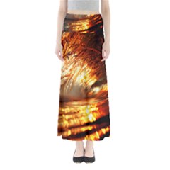 Wave Art Mood Water Sea Beach Full Length Maxi Skirt