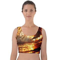 Wave Art Mood Water Sea Beach Velvet Crop Top