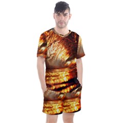 Wave Art Mood Water Sea Beach Men s Mesh T-shirt And Shorts Set