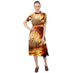 Wave Art Mood Water Sea Beach Keyhole Neckline Chiffon Dress