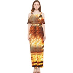 Wave Art Mood Water Sea Beach Draped Sleeveless Chiffon Jumpsuit