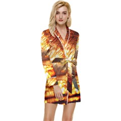 Wave Art Mood Water Sea Beach Long Sleeve Satin Robe by Maspions