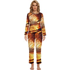 Wave Art Mood Water Sea Beach Womens  Long Sleeve Lightweight Pajamas Set by Maspions