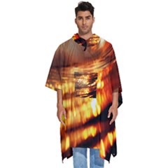 Wave Art Mood Water Sea Beach Men s Hooded Rain Ponchos