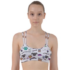 Cat Dog Pet Doodle Cartoon Sketch Cute Kitten Kitty Animal Drawing Pattern Line Them Up Sports Bra by Bedest